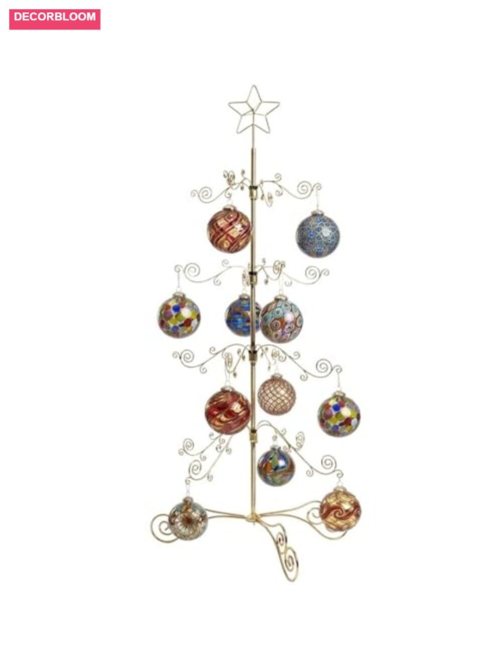 56-Hook Metal Ornament Display Tree Stand Tabletop Wrought Iron